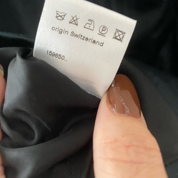 Akris Punto designer skirt lined black teal color size 8 cotton w viscose lining - Picture 3 of 7